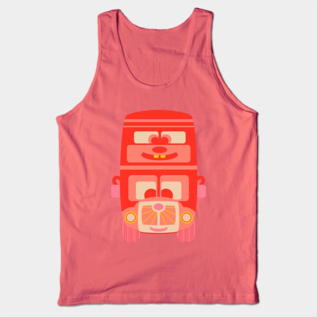 FRIENDLY CUTE RED BUS BUDDY Cute Kawaii Vehicle Kids Transportation - UnBlink Studio by Jackie Tahara Tank Top by UnBlink Studio by Jackie Tahara